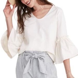 Madewell Collarless Ruffle Bell Sleeve Top Sz XS